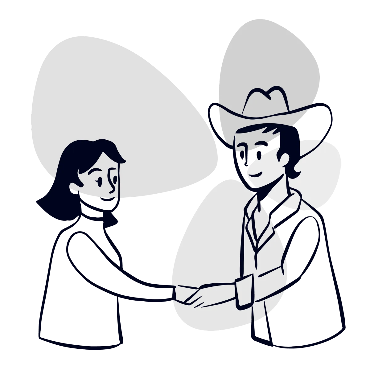 An illustration of an APM Help team member shaking hands with a property manager.